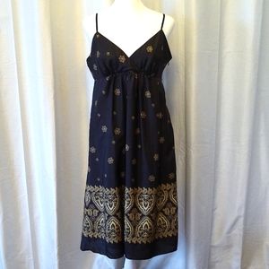 Banana Republic Black Midi Dress with Gold Accents